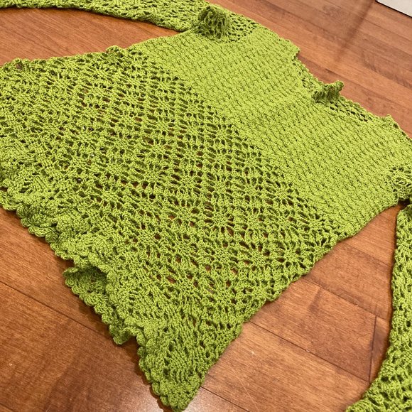 Hand Made Crochet tunic. Size 8 in avocado green color. - Picture 2 of 11